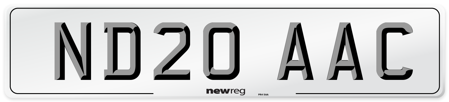 ND20 AAC Number Plate from New Reg
